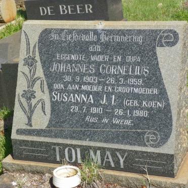 TOLMAY Johannes Cornelius 1903-1959 &amp; Susanna J.I. KOEN 1910-1980
