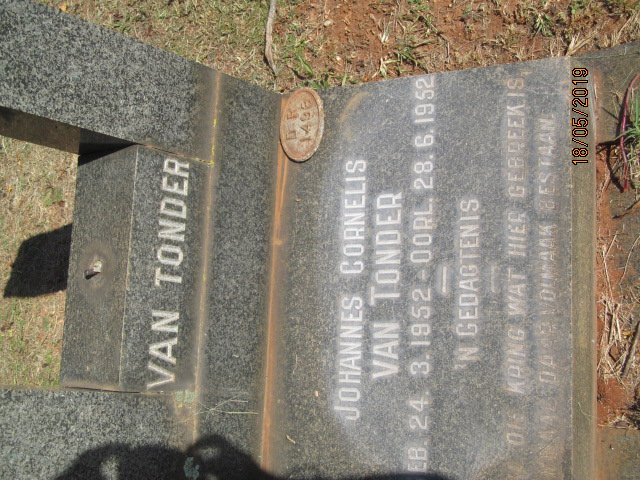 TONDER Johannes Cornelis, van 1952-1952