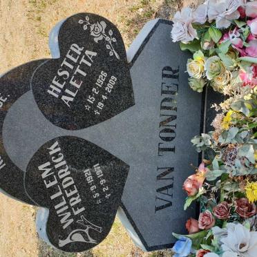 TONDER Willem Fredrick, van 1921-1971 &amp; Hester Aletta 1926-2009