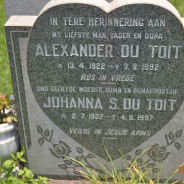 TOIT Alexander, du 1922-1992 &amp; Johanna S. 1922-1997