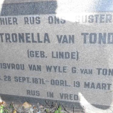 TONDER Petronella, van nee LINDE 1871-1956