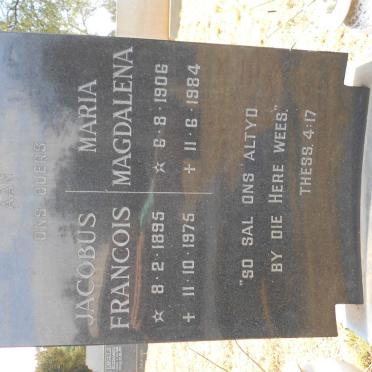 TOIT Jacobus Francois, du 1895-1975 &amp; Maria Magdalena 1906-1984
