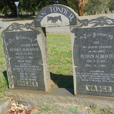 TONDER Petrus Albertus, van 1914-1959 &amp; Maria Elizabeth VAN DYK 1920-2010 :: VAN TONDER Petrus Albertus 1943-1960