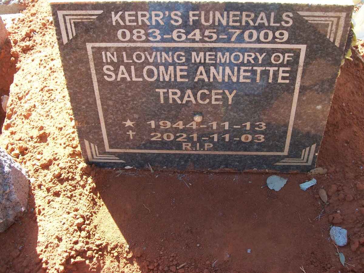 TRACEY Salome Annette 1944-2021