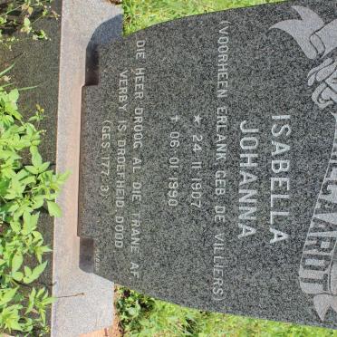 TRIEGAARDT Isabella Johanna voorheen ERLANK nee DE VILLIERS 1907-1990