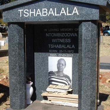 TSHABALALA Ntombizodwa Witness 1972-2017