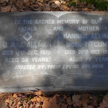 ALLMAN J.A.J. -1919 &amp; Hannah TITCUME -1946