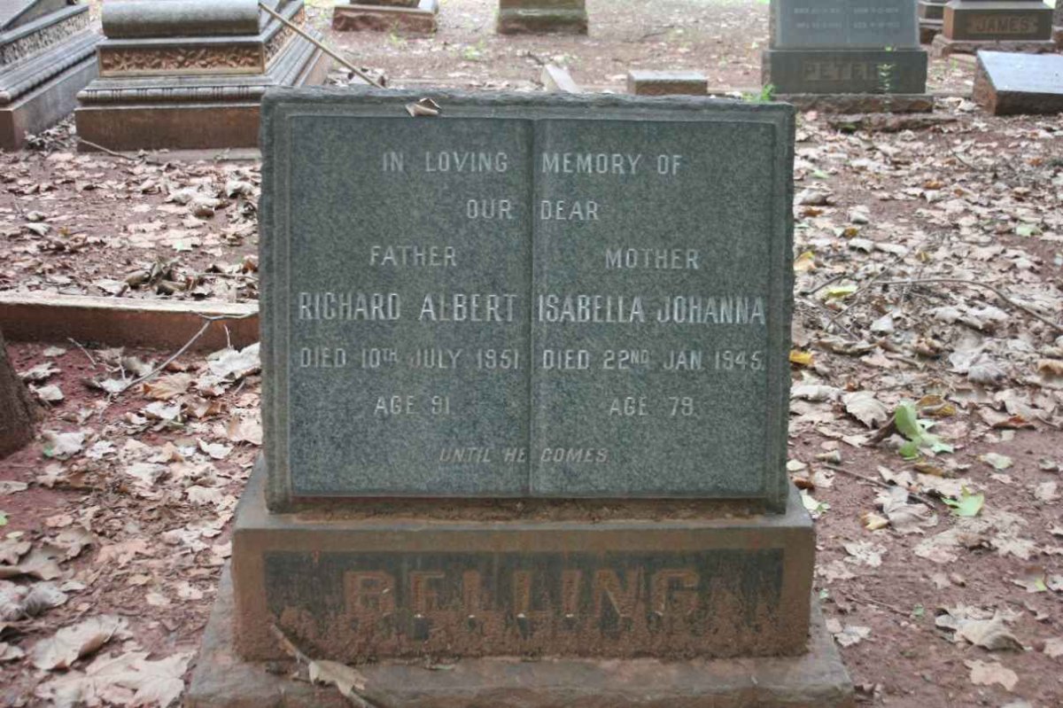 BELLING Richard Albert -1951 &amp; Isabella Johanna -1945
