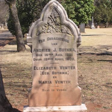 BOTHMA Andries J. 1831-1903 :: VENTER Elizabeth nee BOTHMA :: VENTER Maria