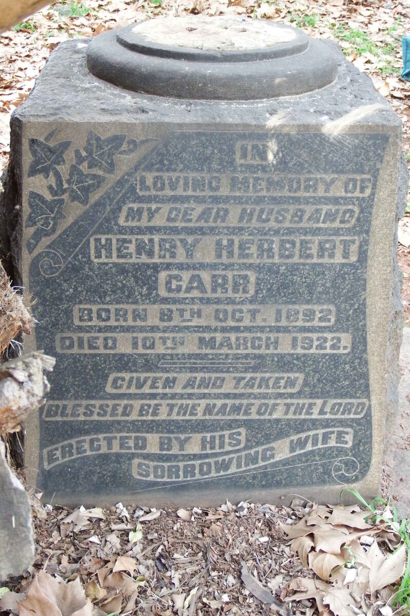 CARR Henry Herbert 1892-1922