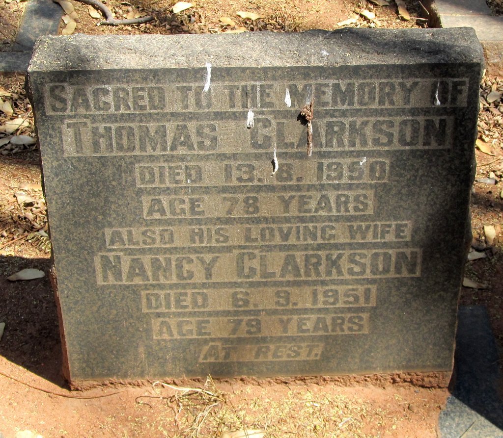 CLARKSON Thomas -1950 &amp; Nancy -1951