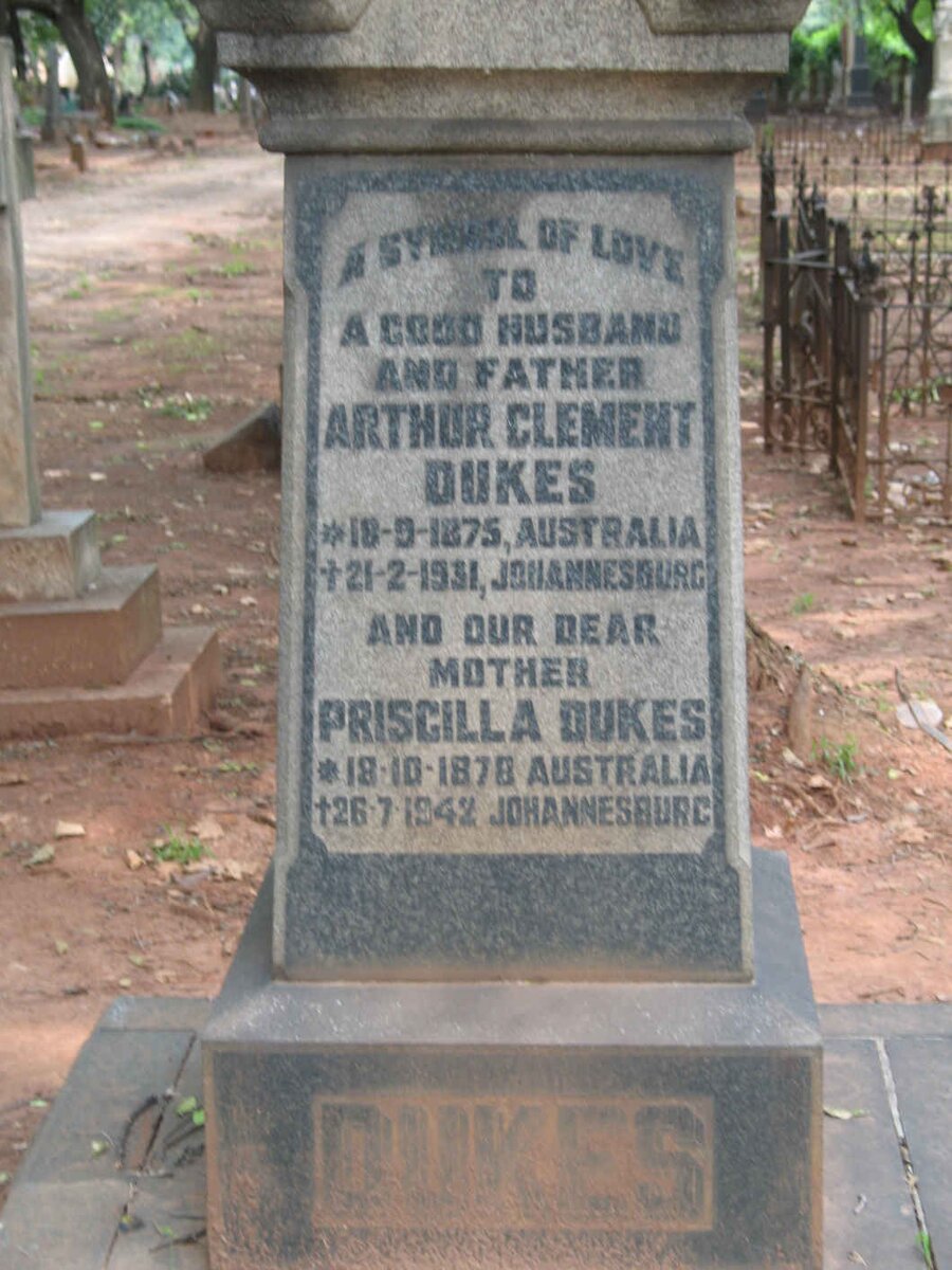 DUKES Arthur Clement 1875-1931 &amp; Priscilla 1878-1942