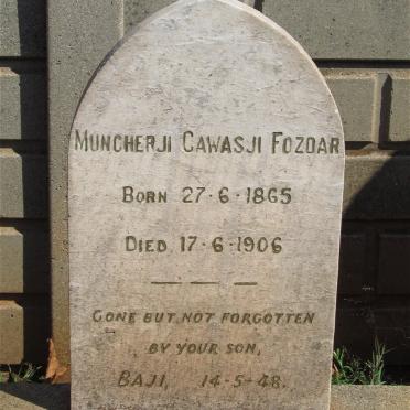 FOZDAR Muncherji Cawasji 1865-1906