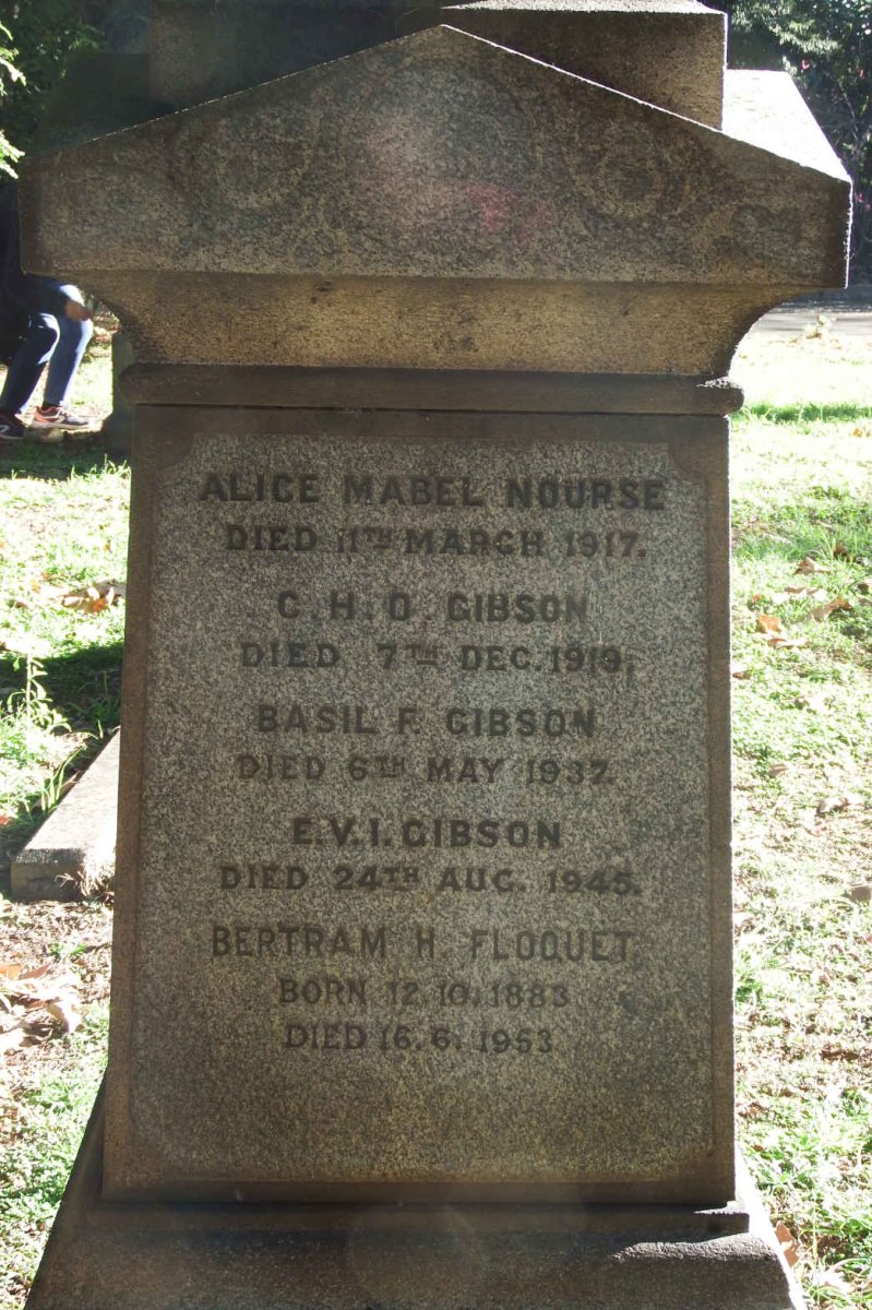 NOURSE Alice Mabel -1917 :: GIBSON C.H.O. -1919 :: GIBSON Basil F. -1932