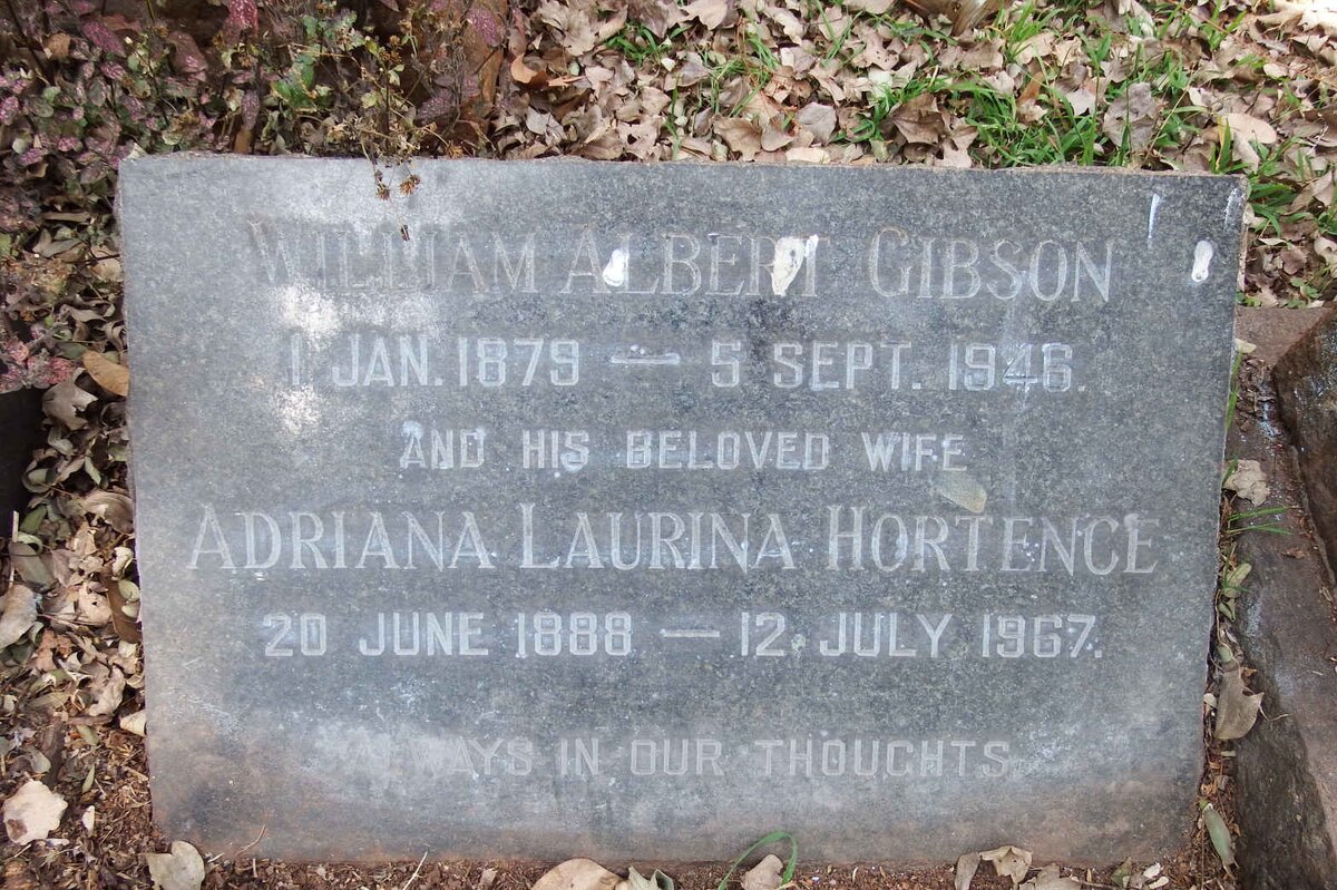 GIBSON William Albert 1879-1946 &amp; Adriana Laurina Hortence 1888-1967
