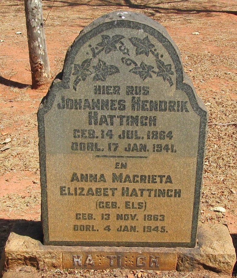 HATTINGH Johannes Hendrik 1864-1941 &amp; Anna Magrieta Elizabet ELS 1863-1945