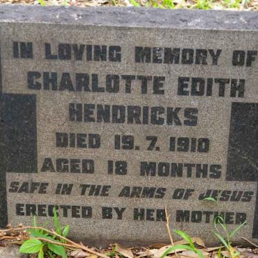 HENDRICKS Charlotte Edith -1910