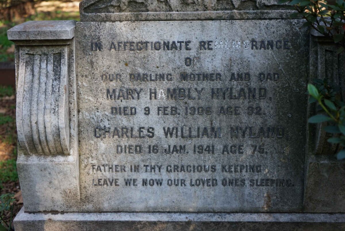 HYLAND Charles William -1941 &amp; Mary Hambly -1906