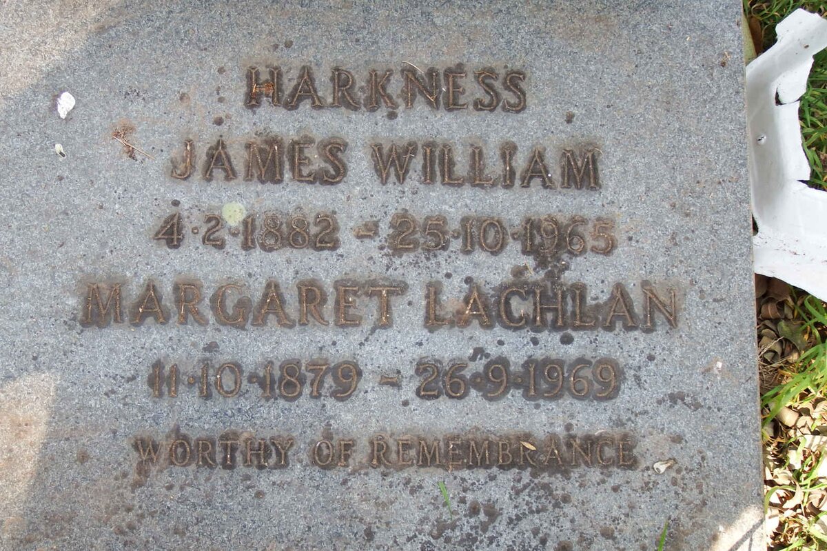HARKNESS James William 1882-1965 &amp; Margaret Lachlan 1879-1969