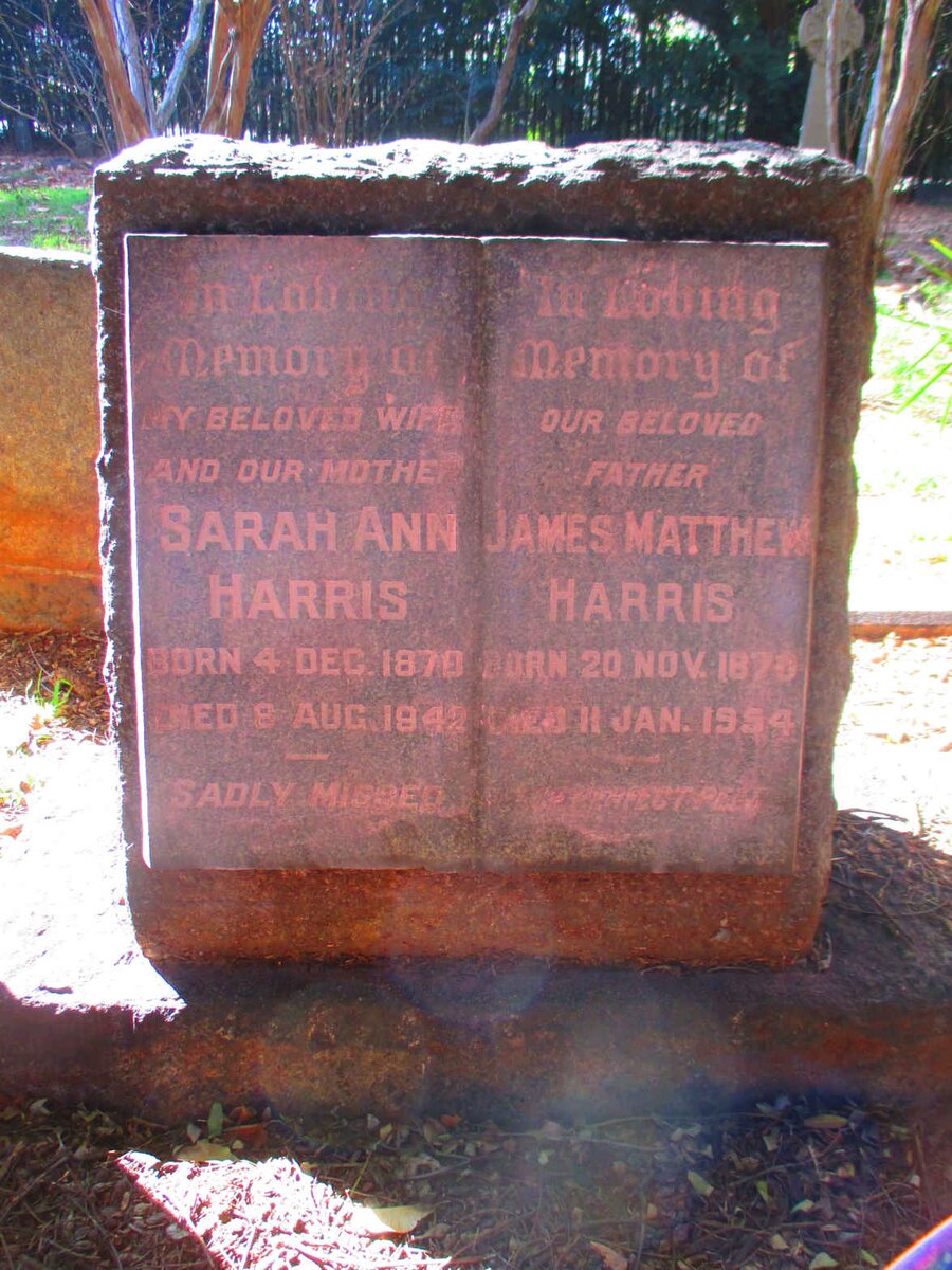 HARRIS James Matthew 1870-1954 & Sarah Ann 1870-1942