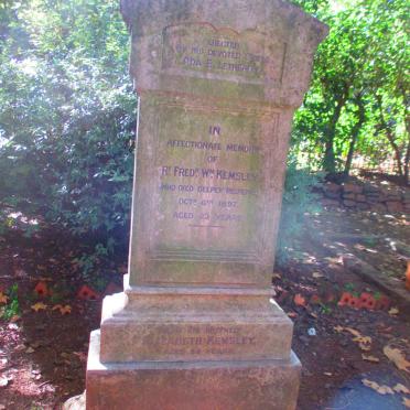 KEMSLEY Elizabeth :: KEMSLEY Rt. Fredk. Wm. -1897