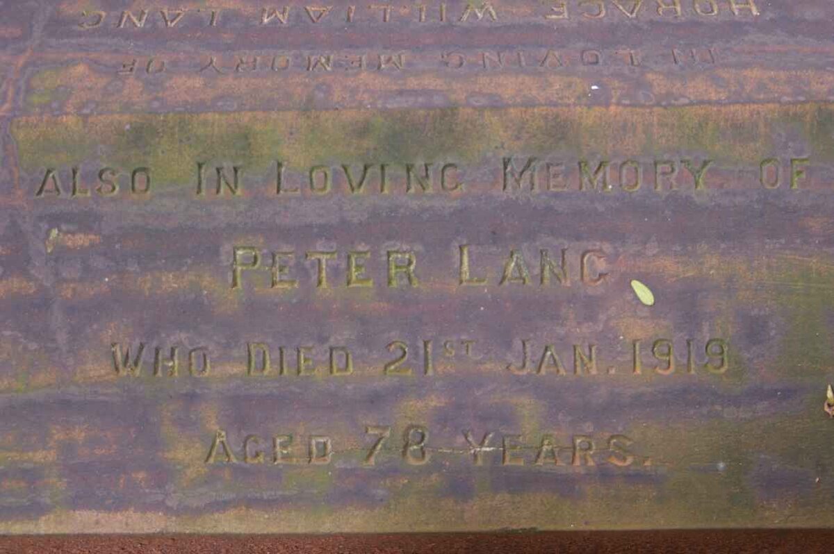 LANG Horace William -1905 :: LANG Peter -1919