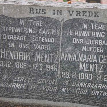 MENTZ Hendrik 1886-1946 &amp; Anna Maria Cecilia 1890-1971