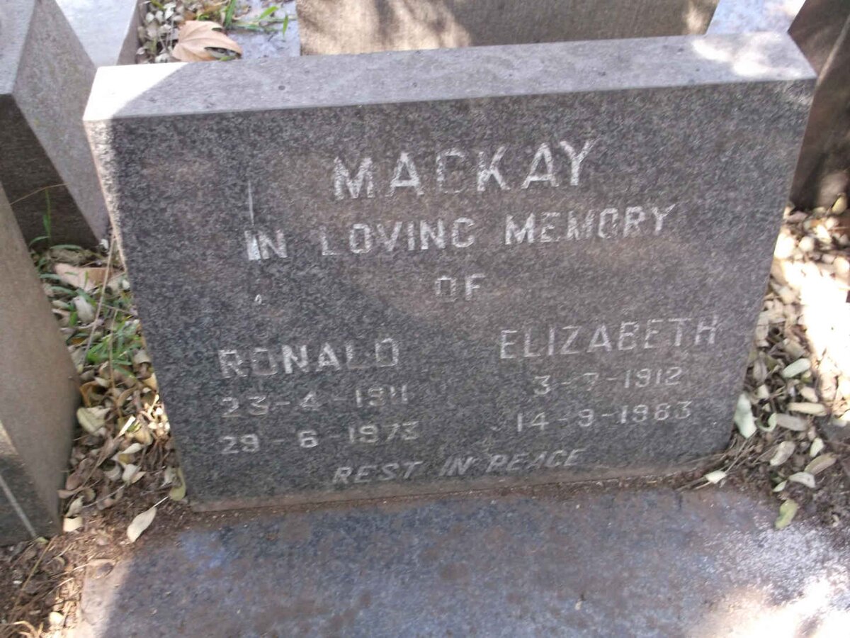 MACKAY Ronald 1911-1973 &amp; Elizabeth 1912-1963