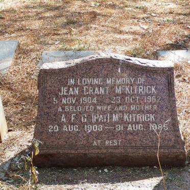 McKITRICK A.F.G. 1903-1985 &amp; Jean Grant 1904-1962