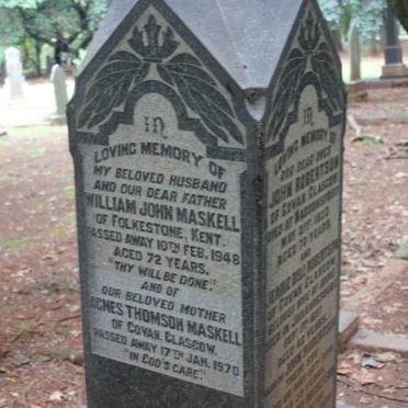 MASKELL William John -1948 &amp; Agnes THOMSON -1970