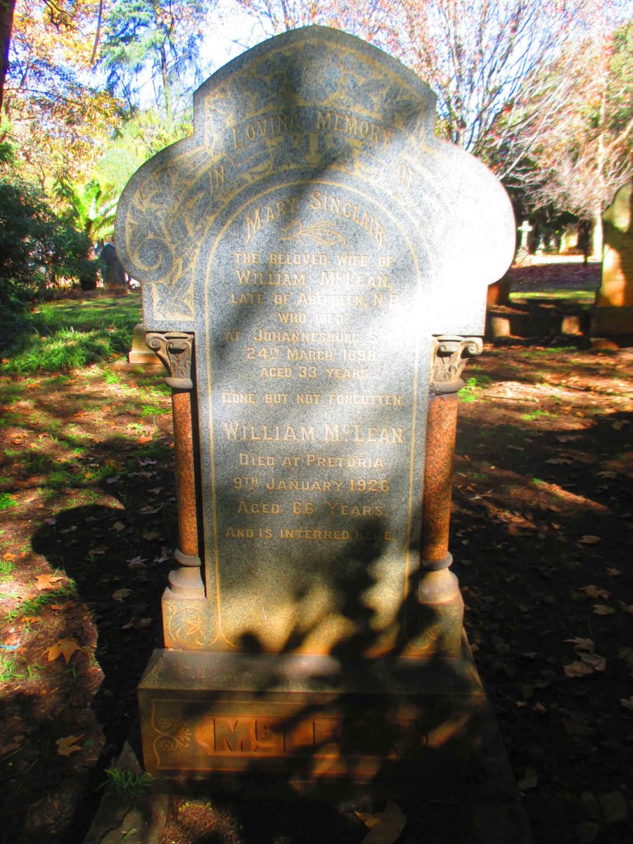 MCLEAN William -1926 &amp; Mary Sinclair -1898