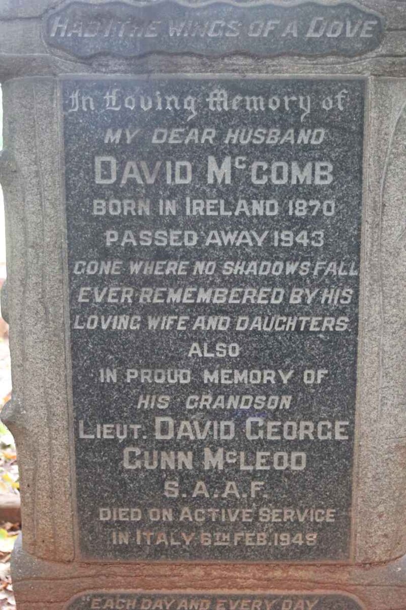 McCOMB David 1870-1943 :: McLEOD David George Gunn -1945