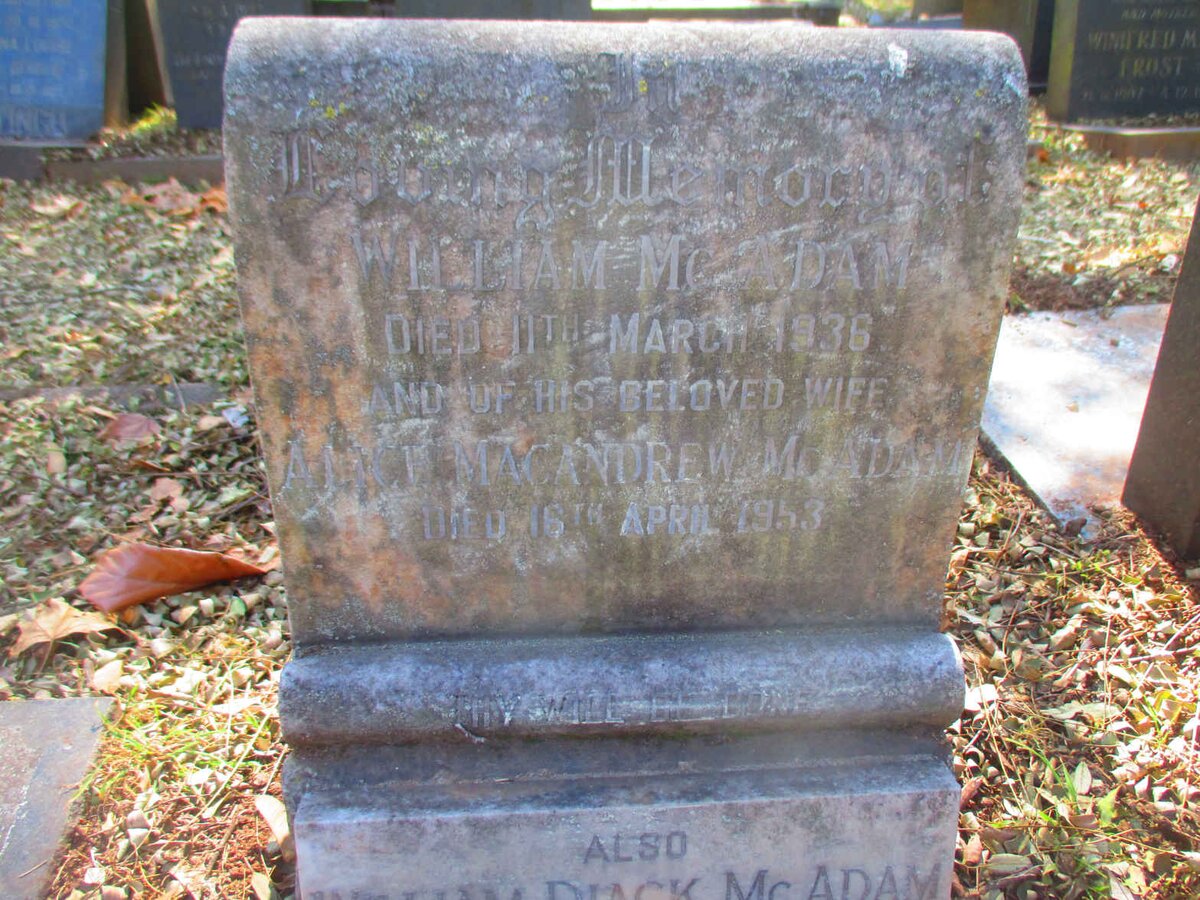 McADAM William  -1936 & Alice McANDREW  -1953
