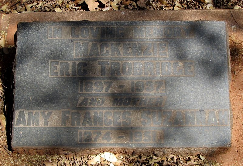 MACKENZIE Eric Trobridge 1897-1937 &amp; Amy Frances Suzannah 1874-1951