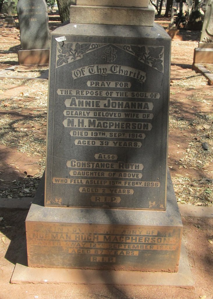 MACPHERSON Annie Johanna -1914 :: MACPHERSON Constance Ruth -1896