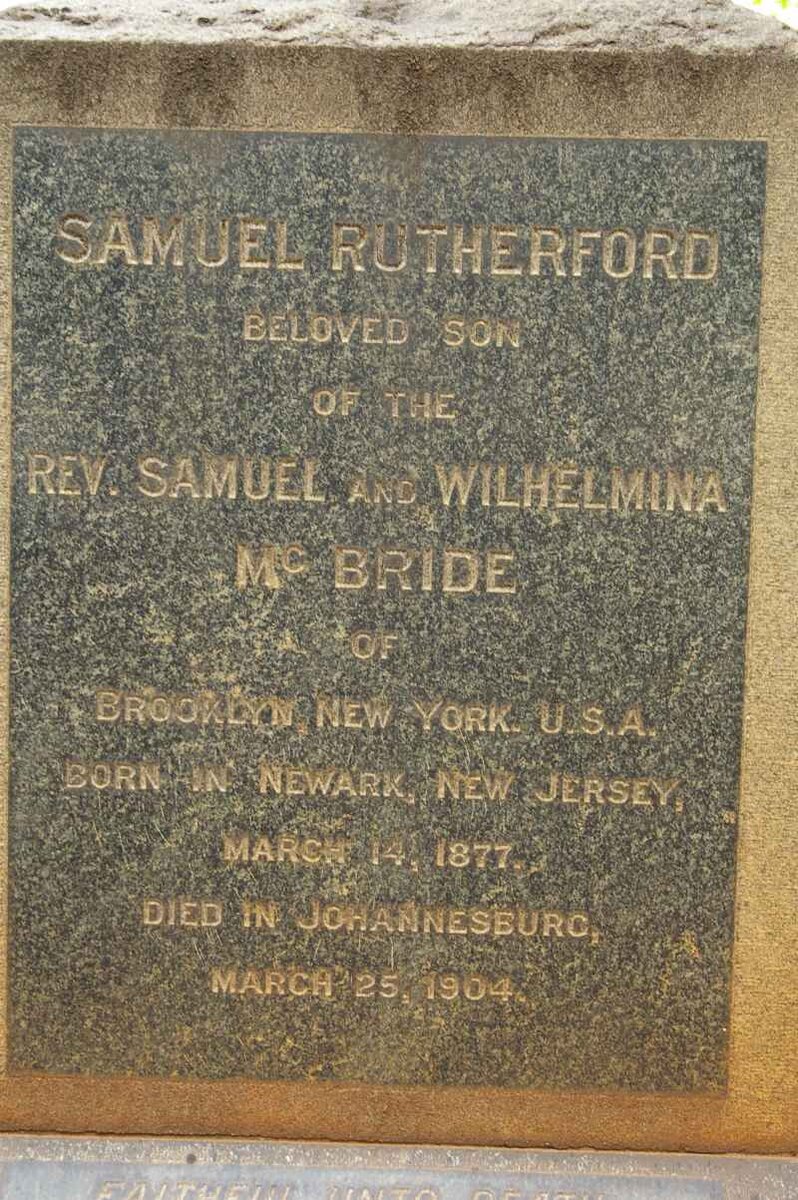 McBRIDE Samuel Rutherford 1877-1904