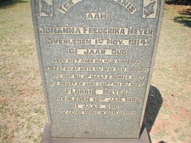MEYER Johanna Frederika -1914 &amp; MEYER Florrie -1903