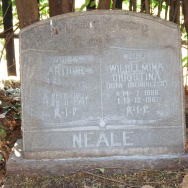 NEALE Arthur 1870-1941 &amp; Wilhelmina Christina OBERHOLZER 1886-1961