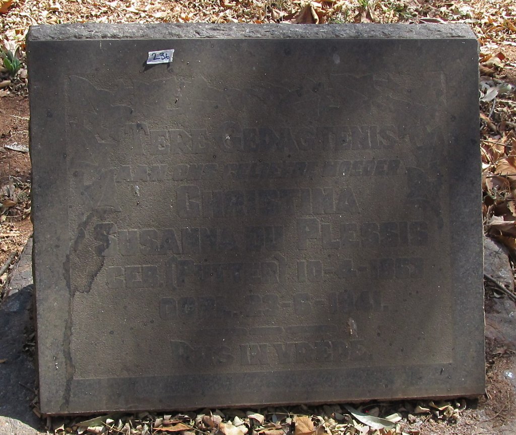 PLESSIS Christina Susanna, du nee PUTTER 1863-1941