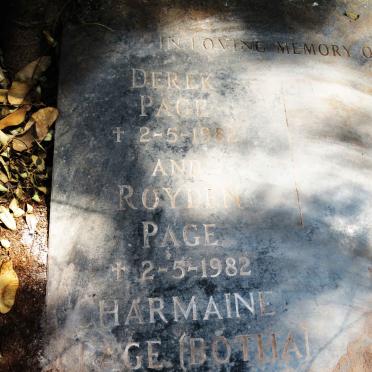 PAGE Derek -1982 :: PAGE Royden -1982 :: PAGE Charmaine nee BOTHA -1992