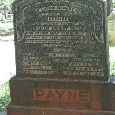 PAYNE George -1943 &amp; Louisa -1957 :: PAYNE William Ernest 1901-1971 &amp; Joey 1904-1969