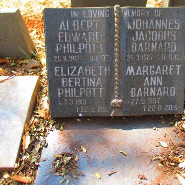 PHILPOTT Albert Edward 1912-1979 & Elizabeth Bertina 1913-1985 :: BARNARD Johannes Jacobus 1927-1976 & Margaret Ann 1937-2015