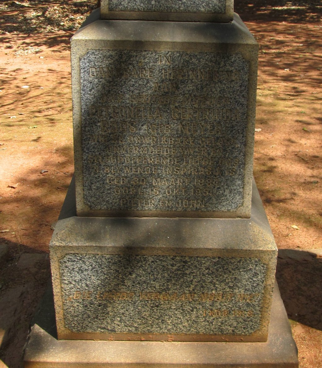 ROOS Petronella Gertruida nee MEYER 1884-1951