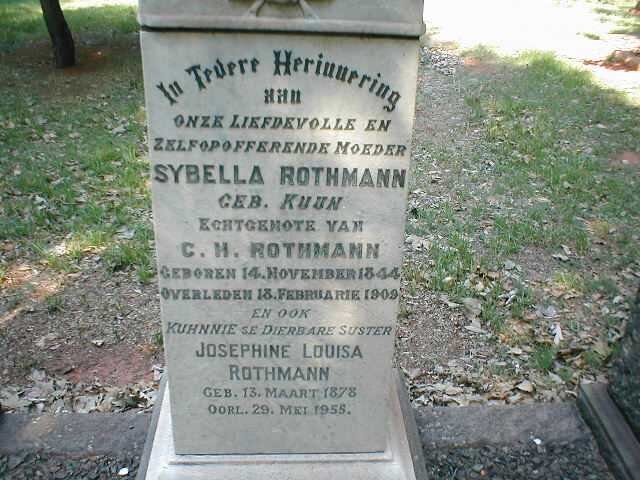 ROTHMANN  Sybella geb. KUUN 1844-1909 :: ROTHMANN Josephine Louisa 1878-1955