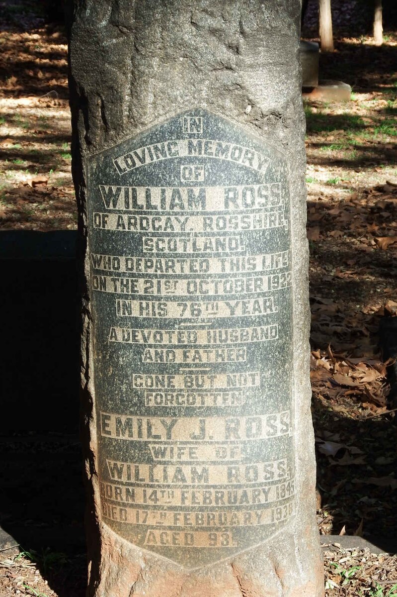 ROSS William -1922 &amp; Emily J. 1845-1938