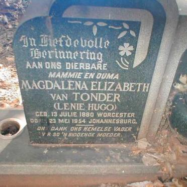 TONDER Magdalena Elizabeth, van nee HUGO 1880-1954