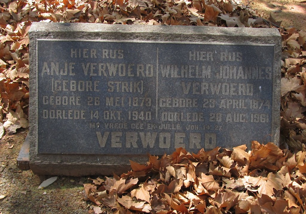 VERWOERD Wilhelm Johannes 1874-1961 &amp; Anje STRIK 1873-1940