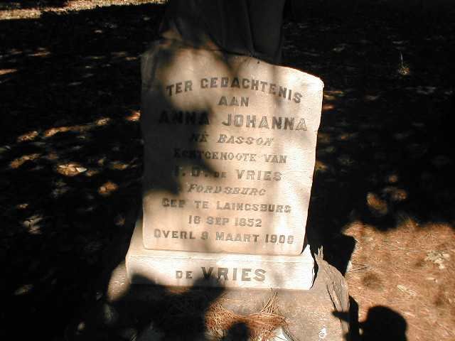 VRIES Anna Johanna, de geb. BASSON 1852-1900