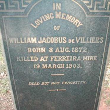 VILLIERS William Jacobus, de 1872-1903