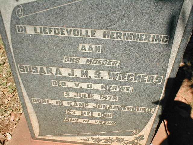 WIECHERS Susara J.M.S., nee VAN DER MERWE 1876-1901